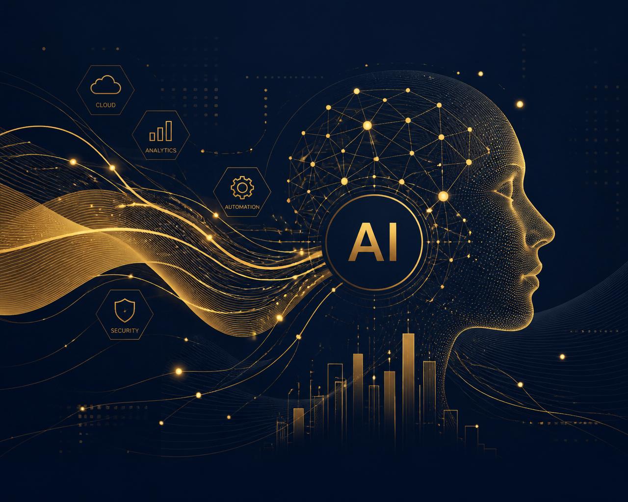Ilustración abstracta de inteligencia artificial y transformación digital